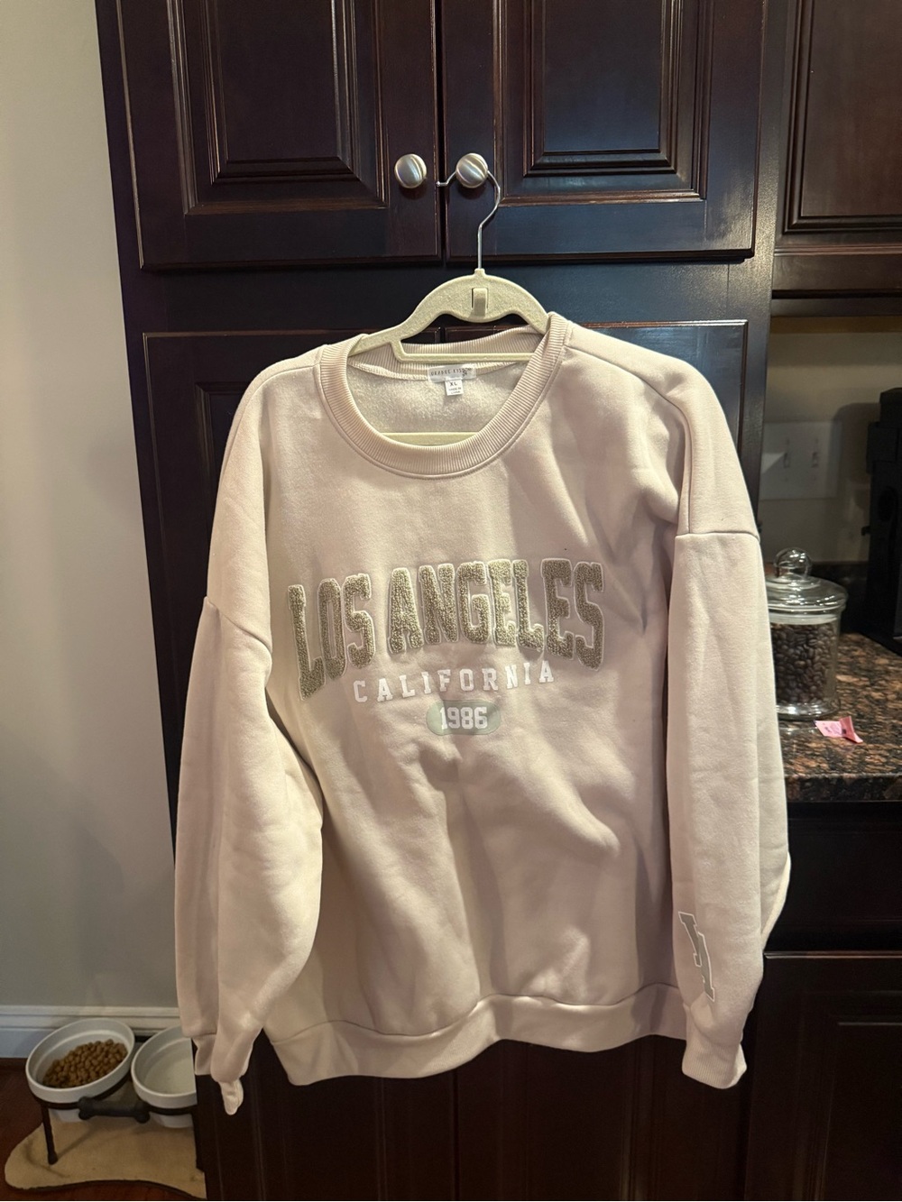 Women's Light Tan 'Los Angeles California 1986' Crewneck Sweatshirt